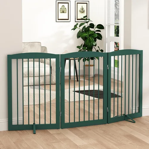 Miniatura 12 de PUPETPO Puerta independiente para mascotas para perros, puerta plegable de madera para perros para casa, puerta interior para perros para puertas