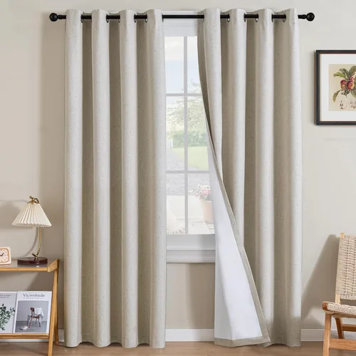 Miniatura 135 de H.VERSAILTEX Cortinas opacas de lino de 63 pulgadas de largo, 100% absolutamente opacas, con aislamiento térmico, con textura de lino, con ojales