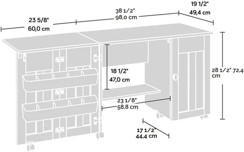 Miniatura 3 de Mueble móvil para costura y otras manualidades de madera de cerezo Blanco suave