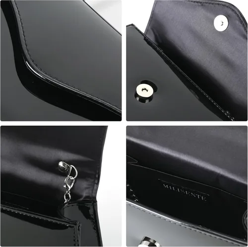 Miniatura 8 de Milisente Bolso de noche para mujer, bolso de mano para fiesta nupcial, bolsos de cóctel y baile de graduación con charol
