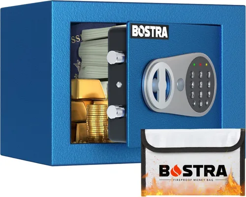 Miniatura 7 de Bostra Caja de seguridad ignífuga con sensor de luz y bolsa ignífuga, caja fuerte para dinero con teclado digital, caja fuerte de seguridad