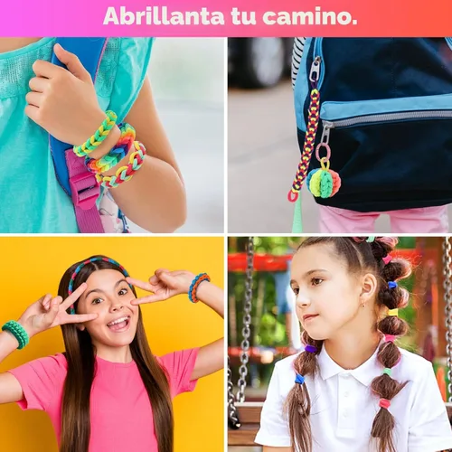 Miniatura 5 de IQBOX Kit de fabricación de pulseras, artes y manualidades para niñas de 8 a 12 años, telar de tejido, bandas de arco iris, juguetes de bricolaje