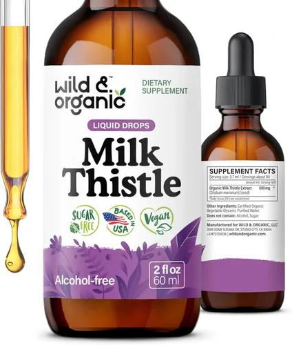 Wild & Organic Gotas de Extracto de Cardo Mariano - Soporte de Limpieza Hepática - Tintura de Desintoxicación Hepática de Cardo Mariano - Suplemento