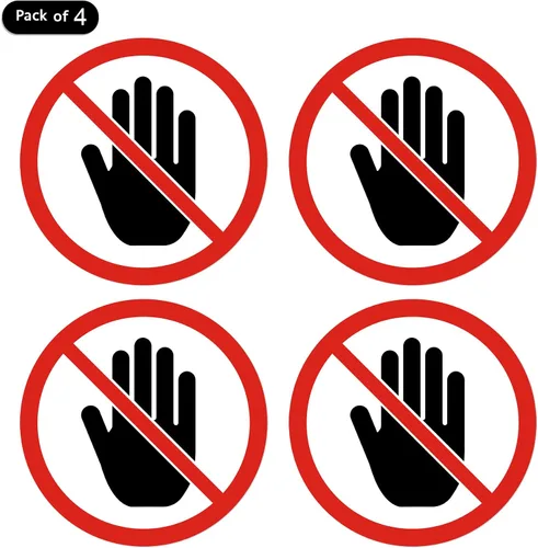 Miniatura 2 de dealzEpic - Adhesivo con texto en inglés "Do Not Touch" - Adhesivo de vinilo redondo autoadhesivo para despegar y pegar - 3.9 in de diámetro No