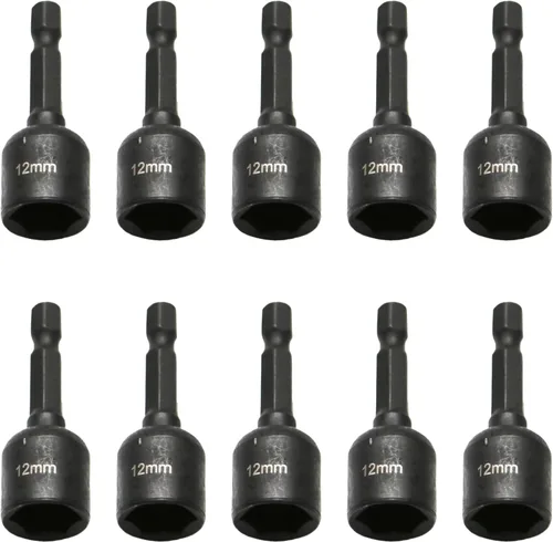Miniatura 11 de TMAX Juego de 5 piezas de destornilladores magnéticos de acero S2 listo para impactos: 1/4 pulgadas, 5/16 pulgadas, 3/8 pulgadas, 7/16 pulgadas, 1/2