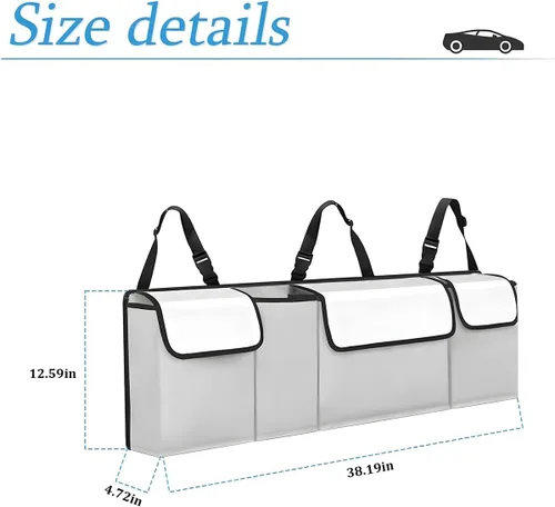 Miniatura 2 de AUCELI Organizador de Maletero para Auto, Organizador Colgante Grande para Asiento Trasero con Correas Ajustables, Bolsa de Carga Plegable