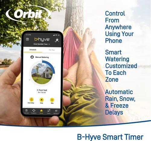 Miniatura 7 de Orbit 50022 Sistema de riego automático todo en uno de zona única para áreas medianas con temporizador de riego inteligente de manguera B-hyve