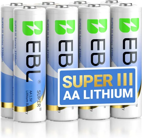 Miniatura 9 de EBL Baterías de litio AA de 3700 mAh, paquete de 8 baterías no recargables de 1.5 V de más larga duración doble A mejoradas, baterías AA de litio