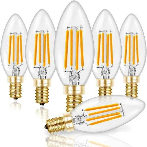 Miniatura 15 de Hizashi - Focos de candelabro LED E12, B11 tipo B, regulables, equivalente a 60 W, 5,000 K, luz diurna, 90+CRI, 6 W, 550 lúmenes, certificación UL