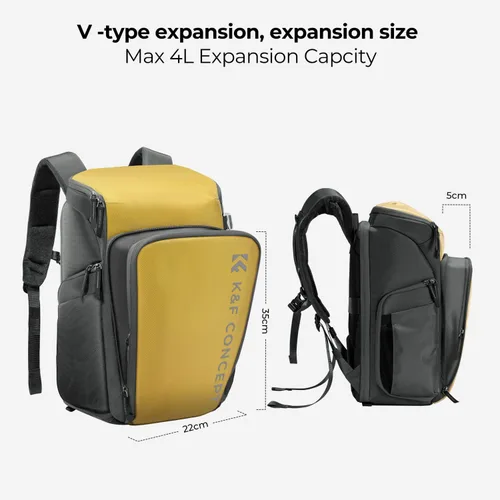 Miniatura 6 de K&F CONCEPT Mochilas profesionales para cámaras de 25L de gran capacidad para fotógrafos, impermeables, mochila para cámara de fotografía para Lemon