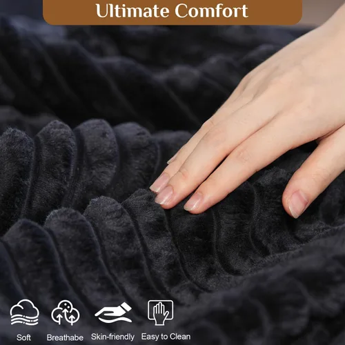 Miniatura 5 de Sofá seccional en forma de U de 132 pulgadas, mullido y afelpado de pana de 4 asientos, sofás seccionales color negro para sala de estar, cómodo