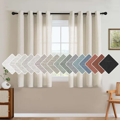 Miniatura 81 de H.VERSAILTEX Elegant - Cortinas texturizadas de lino natural mezclado con eficiencia energética, filtrado de luz, con ojales de níquel