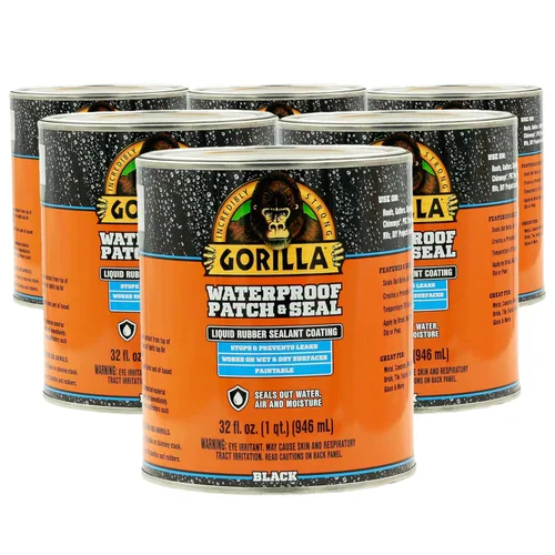 Miniatura 10 de Gorilla Patch & Seal - Sellador impermeable de goma líquida, negro, 32 onzas (paquete de 1), sella el agua, el aire y la humedad