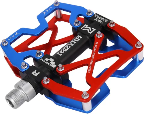 Miniatura 18 de Mzyrh - Pedales de bicicleta de montaña, ultra fuertes, coloridos, mecanizados CNC, de 9/16 pulgadas, ciclismo sellado con 3 rodamientos Negro 3