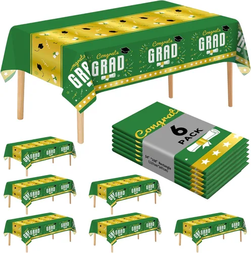 Miniatura 31 de Paquete de 6 manteles de plástico desechables patrióticos de 54 x 108 pulgadas, para fiestas con temática conmemorativa, desechables para mesas de 6