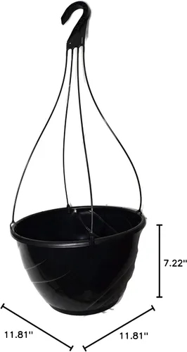 Miniatura 4 de Cesta colgante de plástico negro de 12 pulgadas de diámetro (2)
