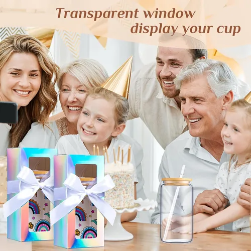 Miniatura 6 de Honoson 24 Piezas Caja de Regalo de Vaso con Cinta para Sublimación Cajas de Exhibición de Vidrio Transparente para Tazas de Beber de 12oz 16oz 20oz
