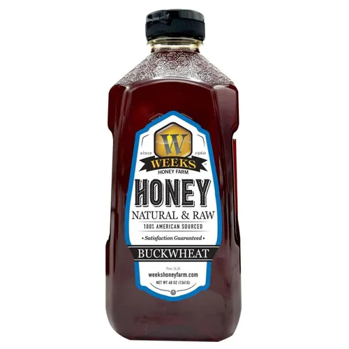 Miniatura 11 de Pure Raw Unfiltered Buckwheat Honey, 32 oz - Premium Dark American Buckwheat Honey by Weeks Honey Farm Bold Molasses Flavor