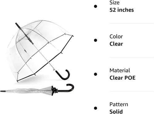 Miniatura 7 de ShedRain Bubble Umbrella See Through, Rain & Windproof Umbrella - Perfect for Weddings, Prom, Outdoor Events - Automatic Open, Flower Print