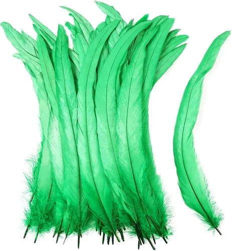 Miniatura 16 de iHUFeather Plumas de cola de gallo naturales, 50 plumas de cola de gallo de 10 a 12 pulgadas de largo, a granel para manualidades, disfraces