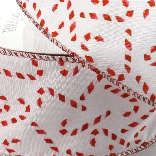 Miniatura 2 de Bastones de caramelo en cinta blanca con alambre de 2 1/2 pulgadas por 10 yardas