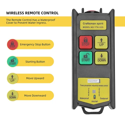 Miniatura 6 de Polipasto eléctrico de 880 libras, polipasto eléctrico de elevación automática, polipasto de cable eléctrico con control remoto inalámbrico