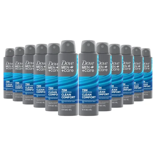 Dove Men+Care - Desodorante antitranspirante Clean Comfort, paquete de 12, espray seco para hombres 72 horas de protección contra el sudor y el olor