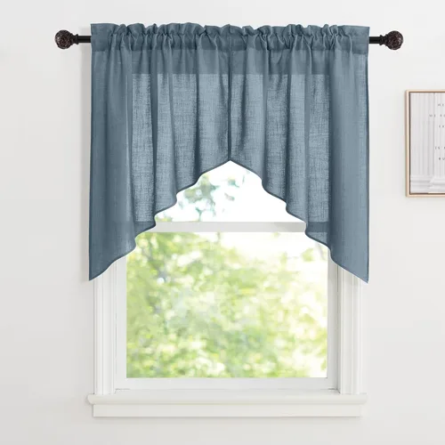 Miniatura 45 de RYB Home - Cortinas semitransparentes de lino Angora