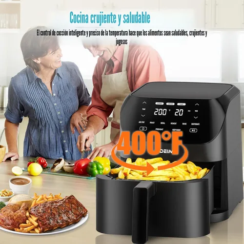 Miniatura 5 de Freidora de aire de 6.2 cuartos de galón de gran capacidad, freidora de aire caliente sin aceite, horno de 1500 W, cocina saludable con 8 ajustes