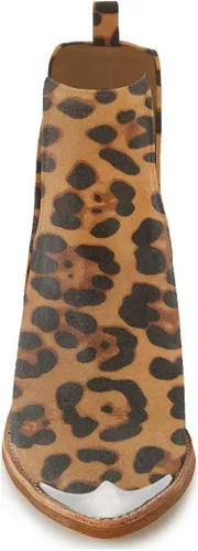 Miniatura 3 de YDN Botines de tacón bajo para mujer, botas vaqueras de gamuza sintética recortadas con punta de metal para atuendo formal, talla 4-15 de EE. UU