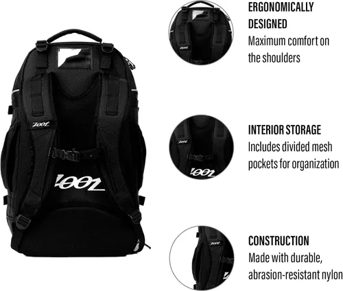 Miniatura 3 de Zoot Ultra Tri Bag, mochila de transición de triatlón con almacenamiento húmedo para hombres y mujeres atletas, día de carrera, viajes y tren, negro
