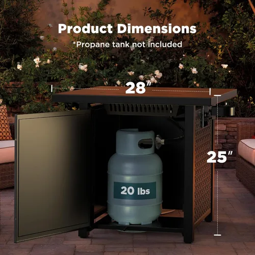 Miniatura 6 de Ciays CIFPT11B, mesa para fogata de propano de 27 pulgadas con dos soportes para tazas, fogata de gas de acero de 50,000 BTU con sistema