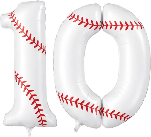 Miniatura 10 de Jenaai Globos de béisbol con el número 7 de 40 pulgadas, decoraciones de fiesta de cumpleaños, globos de aluminio grandes para cumpleaños, baby