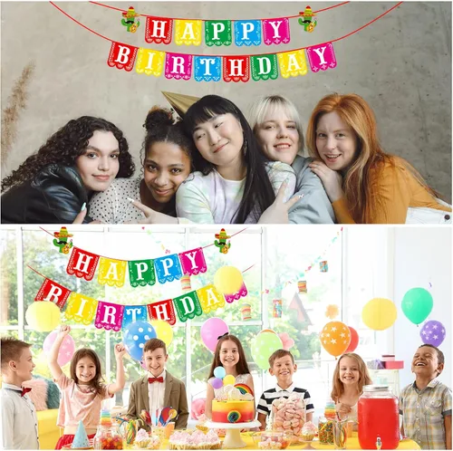 Miniatura 5 de Cartel de fiesta de feliz cumpleaños, decoración de feliz cumpleaños, pancarta mexicana de los muertos, decoración de fiesta mexicana, decoración