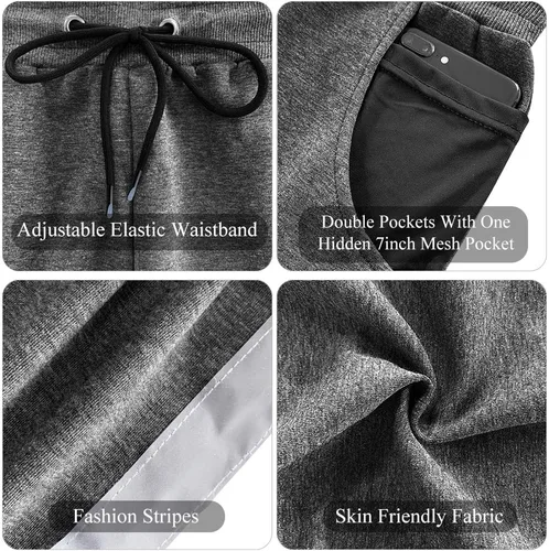Miniatura 6 de Wangdo - Pantalones de gimnasio delgados para hombre, pantalones deportivos de entrenamiento cónicos, pantalones deportivos casuales para correr
