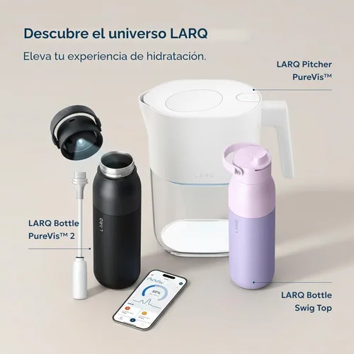 Miniatura 8 de LARQ PureVis - Jarra de agua 3 en 1, purificador, filtro y seguimiento, jarra purificadora de agua de 8 tazas con filtro avanzado para agua limpia