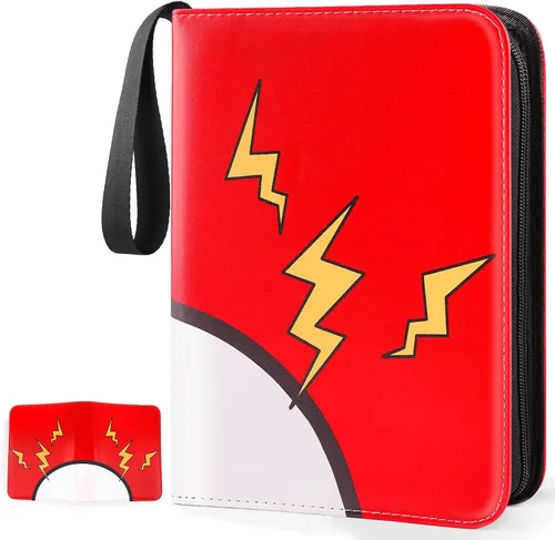 GOROMA Carpeta de tarjetas con 4 bolsillos, 400 bolsillos con 50 fundas extraíbles, soporte para álbum con cremallera para coleccionista de Rojo