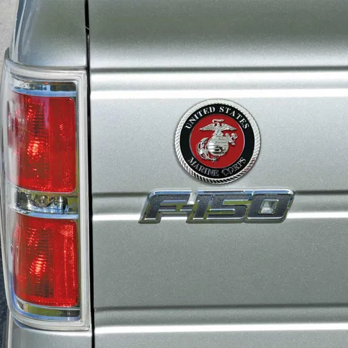Miniatura 3 de USMC Medallón de automóvil rojo/plateado – Logotipo de metal Águila, Globo y Ancla del Cuerpo de Marines de 3.5 pulgadas para automóvil - Regalo