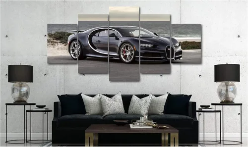 5 pósteres de lona de lujo de autos deportivos, superdeportivo, exótico, de lujo, moderno, decoración de pared (5 piezas grandes, Bugatti Chiron)