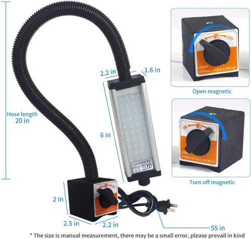 Miniatura 6 de Luz de trabajo magnética, luz LED para máquina con 44 LED, resistente al agua con cuello de cisne de 19 pulgadas, clasificación IP66, 800 lúmenes