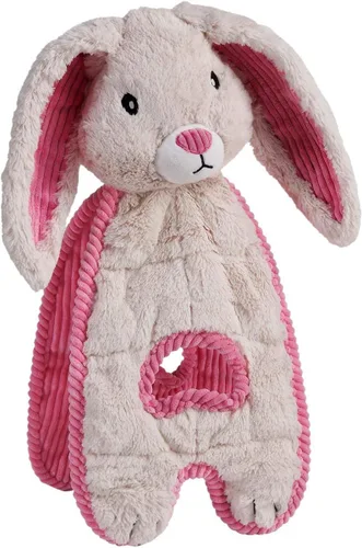 Outward Hound de Charming Pet - Juguete de felpa para perro con conejo chillón sin relleno Tugs Bunny