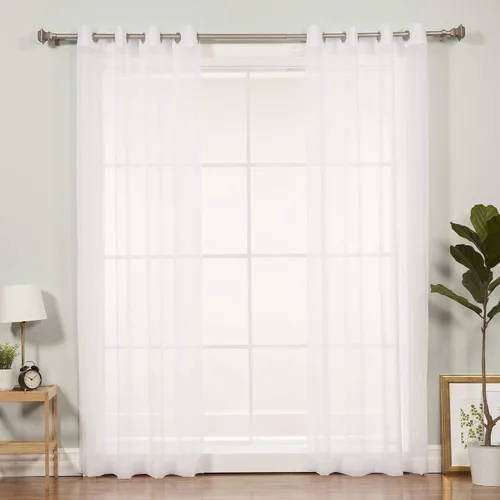Miniatura 14 de Best Home Fashion juego de cortinas combinadas y mezcladas con estampado marroquí, para oscurecimiento de habitación, 4 unidades, arandelas