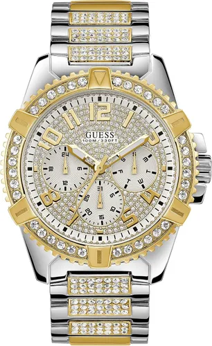 Miniatura 3 de GUESS - Reloj de pulsera de acero inoxidable dorado con cristal adornado