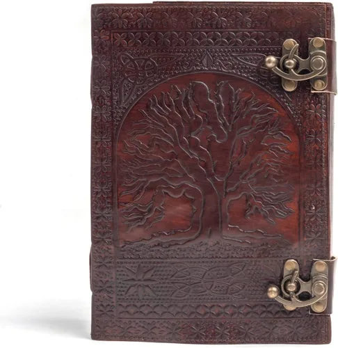 Miniatura 2 de TUZECH 600 Páginas Diario de Cuero Grande Hecho a Mano Diario de Cuero Grabado Árbol de la Vida Libro de Sombras Cuaderno de Escritura Siete Chakras