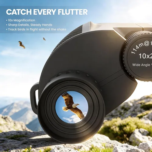 Miniatura 2 de Prismáticos de alta potencia plegables Aurosports 10 x 25, con luz débil, visión nocturna, clara observación de aves, ideal para deportes al aire