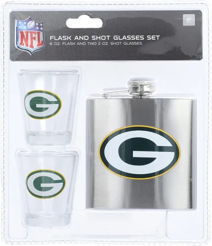 Miniatura 6 de Juego de vasos de chupito y petaca de acero inoxidable de la NFL