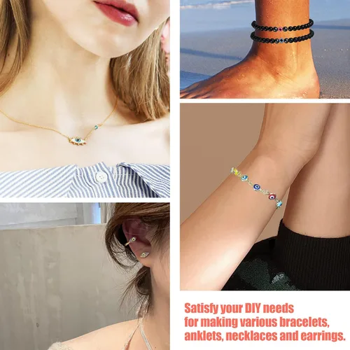 Miniatura 6 de Cuentas de mal de ojo para hacer pulseras, paquete a granel, de 0.236 pulgadas, coloridas y redondas, círculos, cuentas contra el mal de ojo, turco