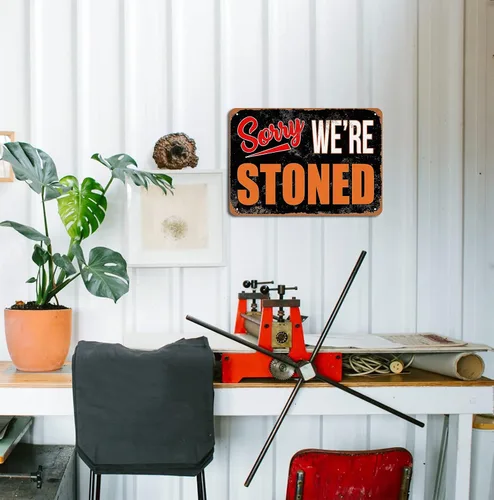 Miniatura 7 de Divertidas decoraciones de Weed Ganja, letrero de «Sorry We're Stoned», «Humor Man Cave Garage», bar, pub, granja, cafetería, arte de pared, póster