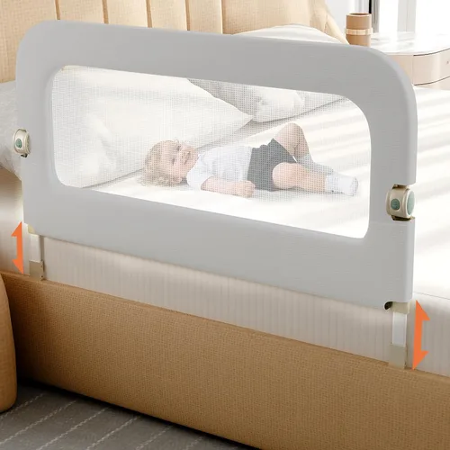 Miniatura 10 de Barandilla de Protección para Cama de Niños Pequeños - Rieles de Seguridad para Cama de Bebé Plegables y de Altura Ajustable de 32 Pulgadas