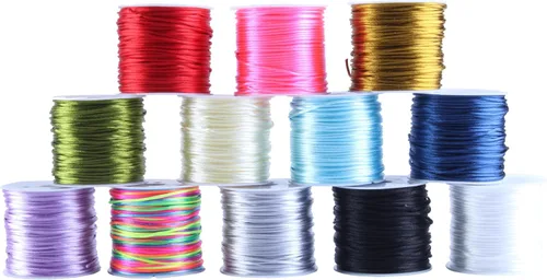 KONMAY 12 colores mezclados 276 yardas 1.0mm cordón de ribete de satén de seda de nailon de cola de ratón para nudos chinos, kumihimo, cuentas, Mixto